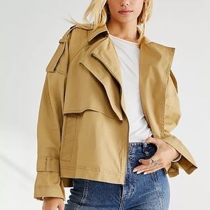 Free People We the Free Brenda Aviator Trench Coat Olive